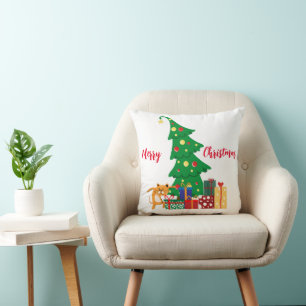 Meowy Christmas, Naughty Cat, Funny, Humor Throw Pillow