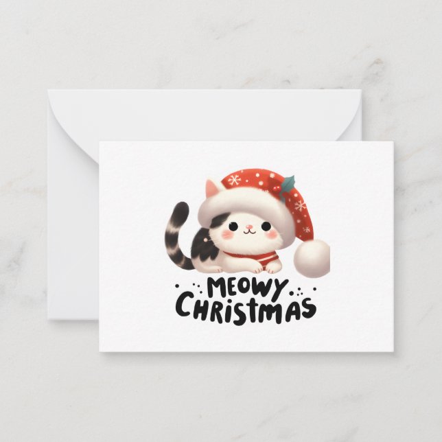 Meowy Christmas Note Card (Front)