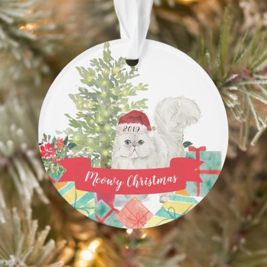 Meowy Christmas Persian Cat Ornament | Zazzle.com