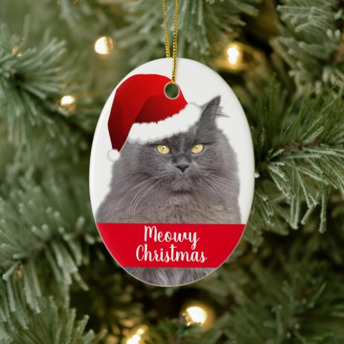 Meowy Christmas Personalized Pet Cat Ceramic Ornament