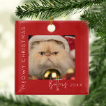 Meowy Christmas | Pet Photo Christmas Tree Metal Ornament<br><div class="desc">Include your pets with our 'Meowy Christmas' pet Christmas tree ornaments! These fun tree decorations feature an endearing picture of your beloved dog, a template greeting message which reads 'Meowy Christmas, and personalized with your pets name and the year. Celebrate the spirit of Christmas and create lasting memories with this...</div>