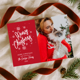 Meowy Christmas Pet Snowflake Photo Holiday Card