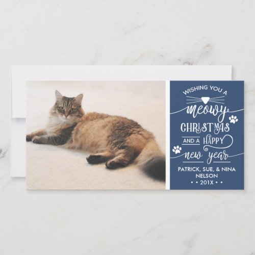 Meowy Christmas Photo Card Cat EDITABLE COLOR Holiday Card