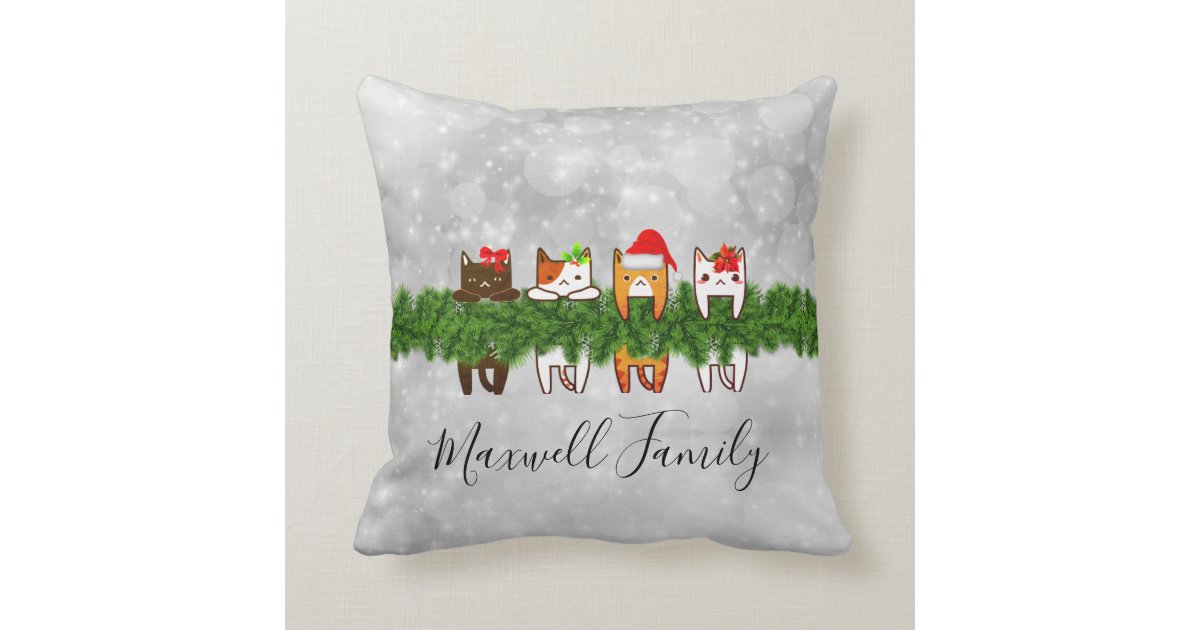 meowy christmas pillow