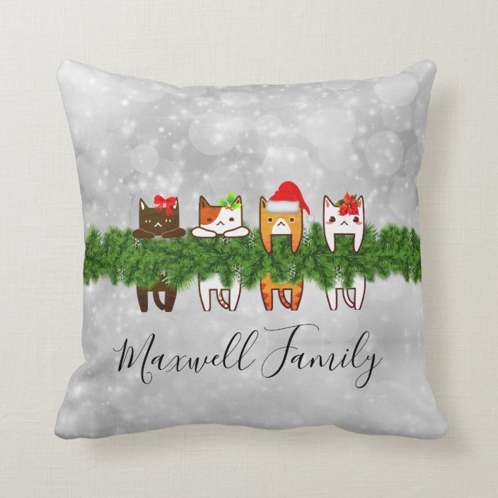 meowy christmas pillow