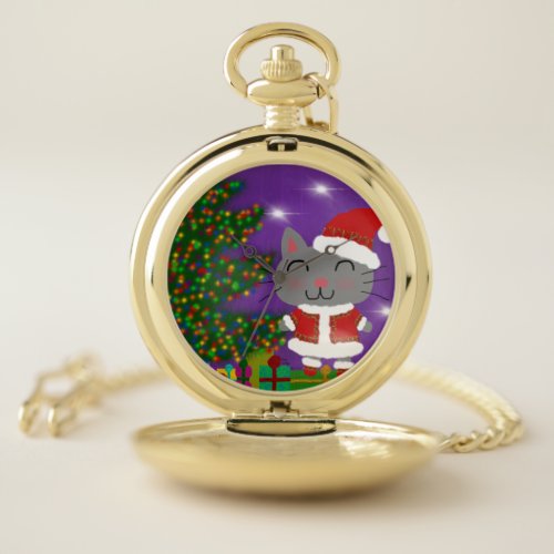 Meowy Christmas Pocket Watch