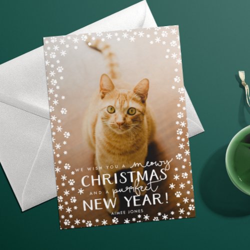 Meowy Christmas Purrfect New Year Holiday Card