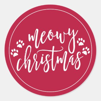Meowy Christmas Red Holiday Envelope Seal by PinkMoonPaperie at Zazzle