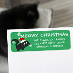 Meowy Christmas Santa Cat Pet Return Address Label<br><div class="desc">Meowy Christmas Return Address Labels featuring a cute little black kitty cat in a santa hat playing with snowflakes</div>