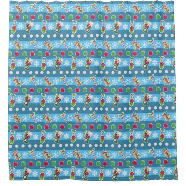Meowy Christmas Shower Curtain (Front)