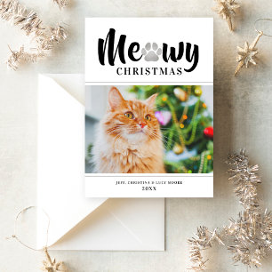 Meowy Christmas Silver Pawprint Cat Photo
