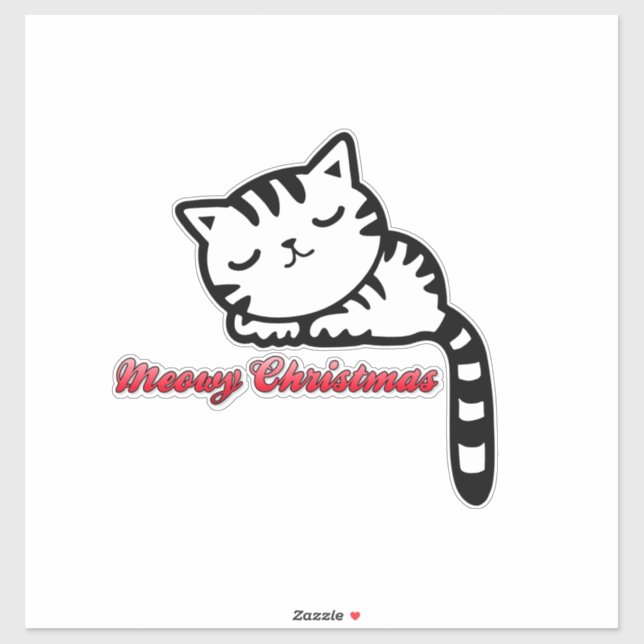 Meowy Christmas Sleepy Kitty Sticker (Sheet)