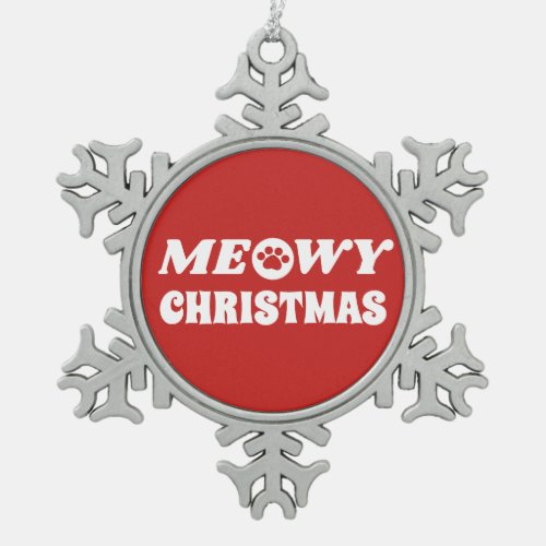 Meowy Christmas Snowflake Pewter Christmas Ornament