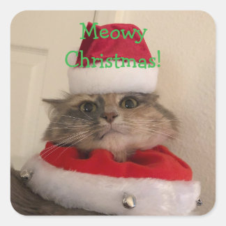 Meowy Christmas Square Sticker