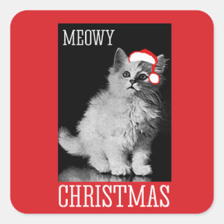 Meowy Christmas Square Sticker
