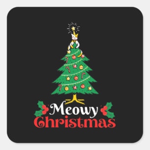 Meowy Christmas Square Sticker