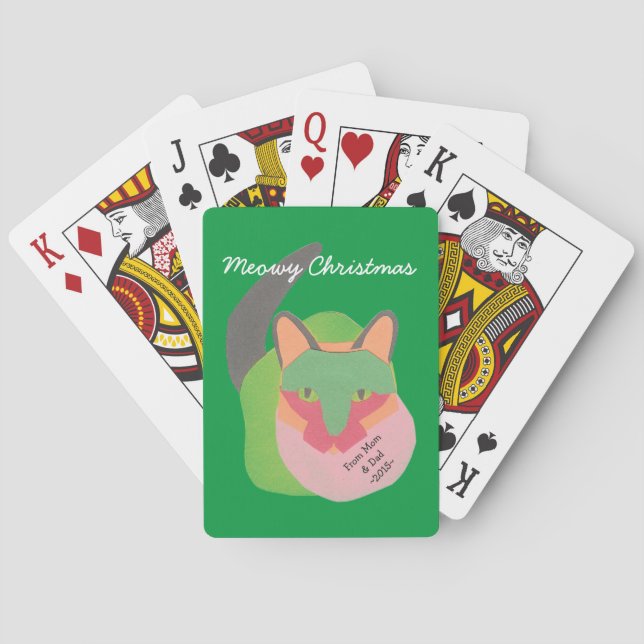 Meowy Christmas stocking stuffer Poker Cards (Back)