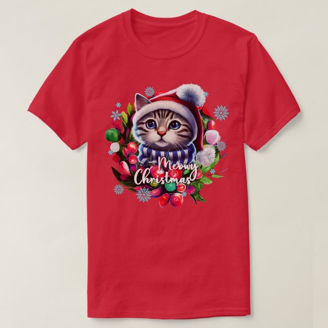 Meowy Christmas T-Shirt (Design Front)