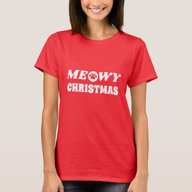 Meowy Christmas T-Shirt (Front)