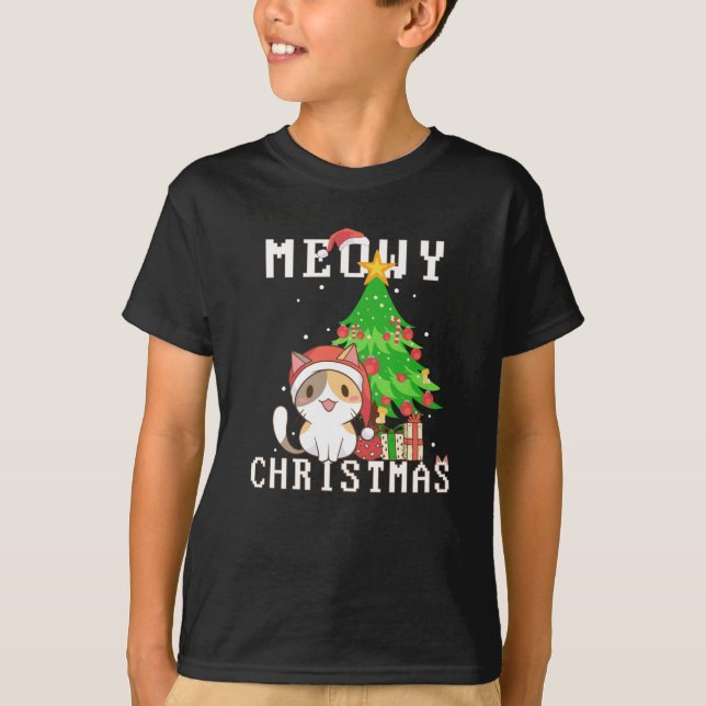 Meowy Christmas T-Shirt (Front)