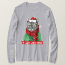 Meowy Christmas T-Shirt, Maybelle the Gray Tabby