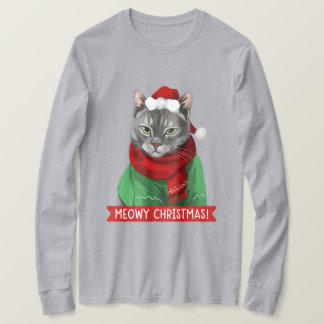Meowy Christmas T-Shirt, Maybelle the Gray Tabby T-Shirt