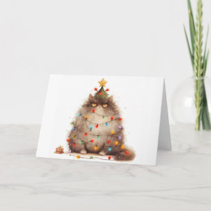 Meowy Christmas Tangled Cat Lights Greeting Card