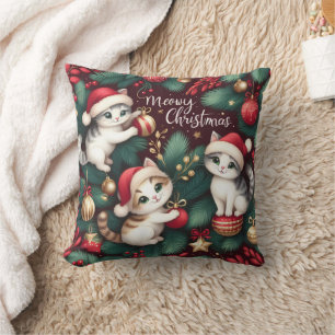Meowy Christmas -  Throw Pillow