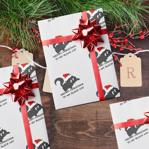 Meowy Christmas To My Black Cat Custom Cute Pet Wrapping Paper