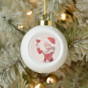 Meowy Christmas Toast Ceramic Ball Christmas Ornament