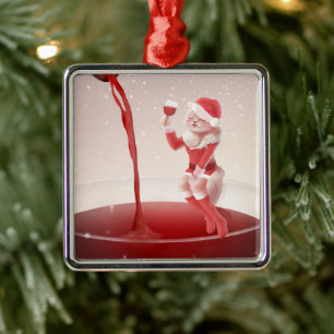 Meowy Christmas Toast Metal Ornament