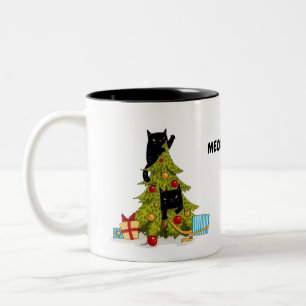 Meowy Christmas Tree Black cats Mug