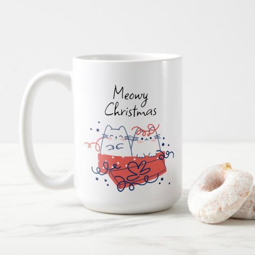 Meowy Christmas Two Cats in a Box Coffee Mug