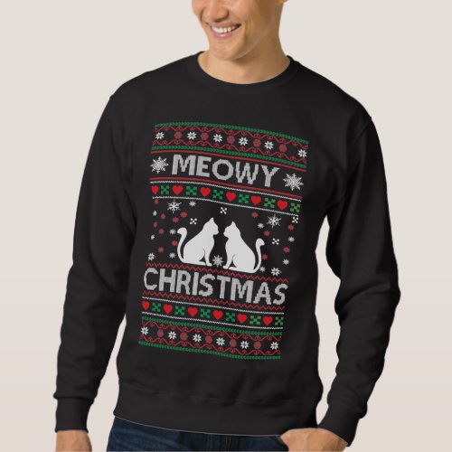 Meowy Christmas ugly Xmas sweater with Cats
