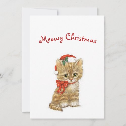 Meowy Christmas Vintage Retro Cat Holiday Card