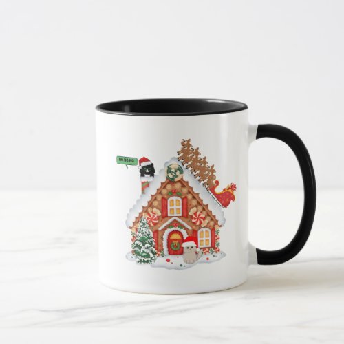 Meowy Christmas Visit From Santa Cat and Friends  Mug