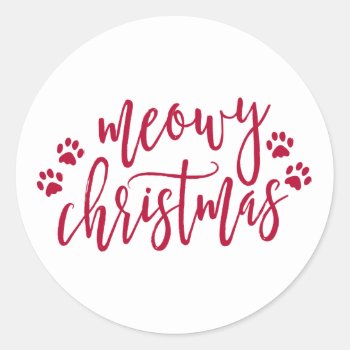 Meowy Christmas White Holiday Envelope Seal by PinkMoonPaperie at Zazzle