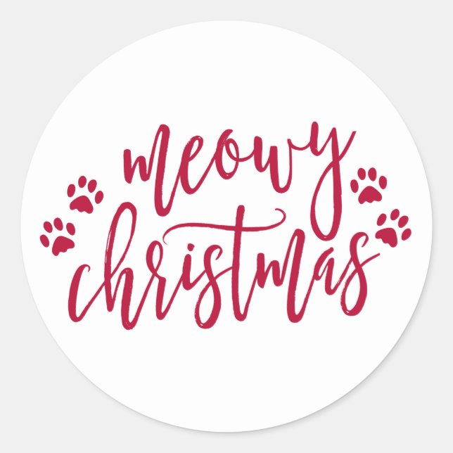 Meowy Christmas White Holiday Envelope Seal (Front)