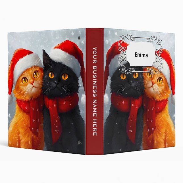 Meowy Christmas Winter Love 3 Ring Binder (Background)