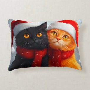 Meowy Christmas Winter Love Accent Pillow