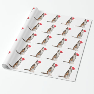 Meowy Christmas with a playful cat in a hat Wrapping Paper