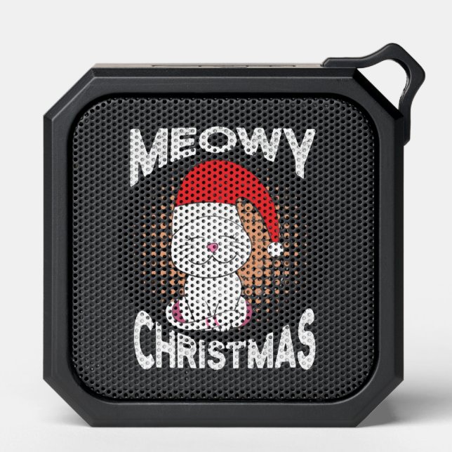Meowy Christmas with christmas cat Bluetooth Speaker (Front)