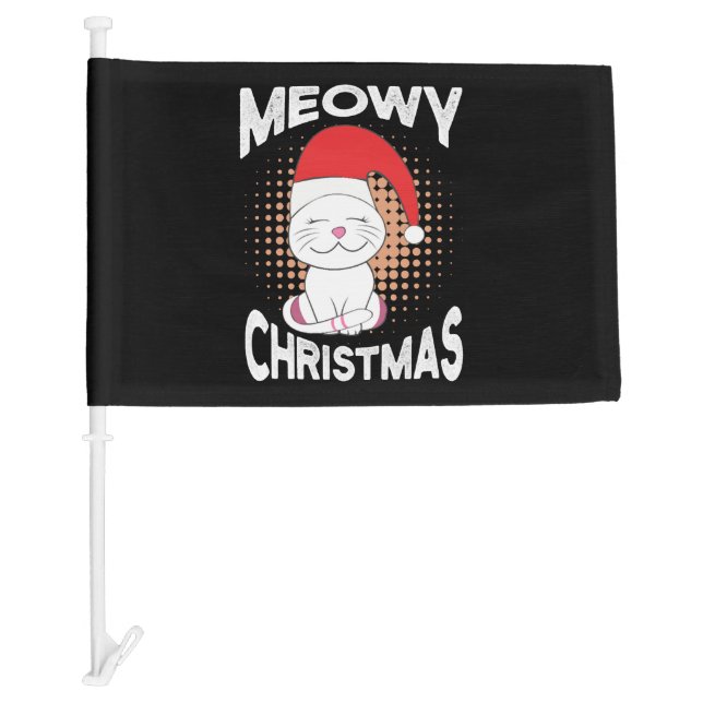 Meowy Christmas with christmas cat Car Flag (Front)