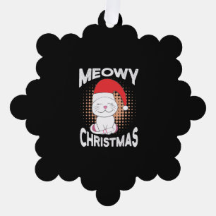 Meowy Christmas with christmas cat Ornament Card