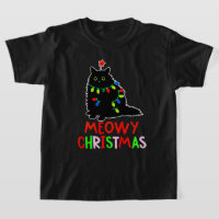 Meowy Christmas Xmas Lights Black Cat Pajamas