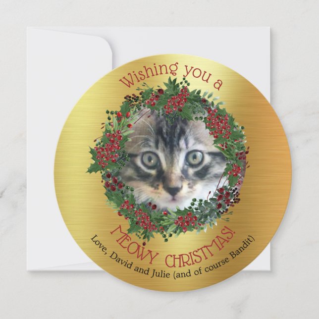 MEOWY CHRISTMAS  || Your Cat Photo Card (Front)