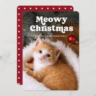 Meowy Christmas Your Cat's Photo Funny Holiday Card