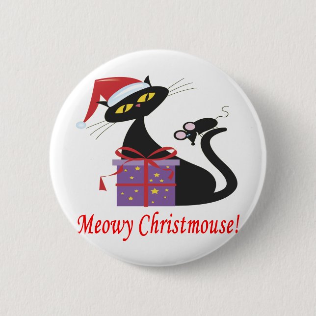 Meowy Christmouse Button (Front)