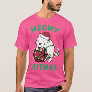 Meowy Critmas Dnd Christmas Cat T-Shirt