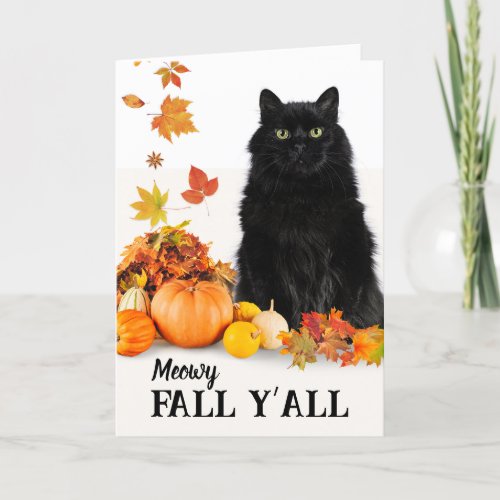 Meowy Fall Y all Halloween Black Cat Card